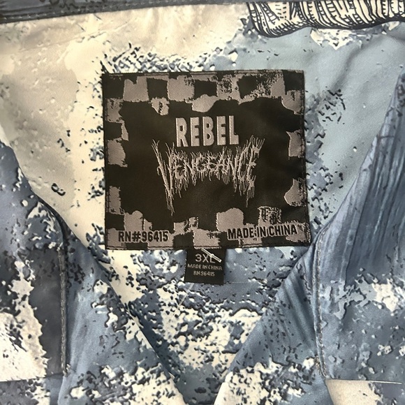 Rebel Vengeance Skull & Floral Button-Up Shirt | NWT Rare | 3XL - Picture 6 of 9